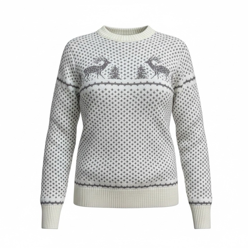 VTG Shetland Knitwear Wool Sweater Womens S Deer Nordic Fair Isle USA Winter